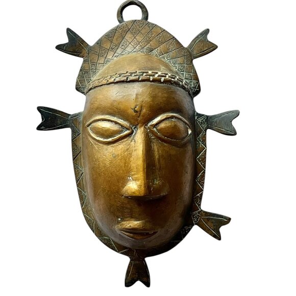 Baule Mask Brass / Bronze Cote D'Ivoire African Tribal Mask Wall Art - Picture 7 of 13